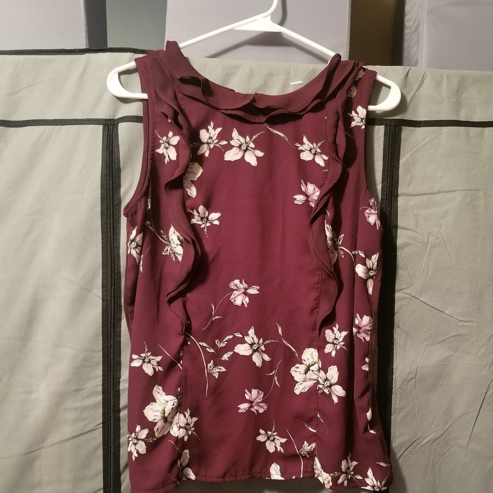 Lauren Conrad Floral Ruffle Tank
